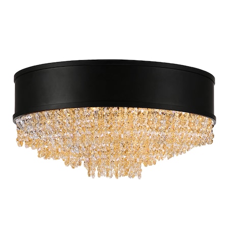 Cwi Lighting Medina 7 Light Drum Shade Flush Mount With Black Finish 5687C16-11-101